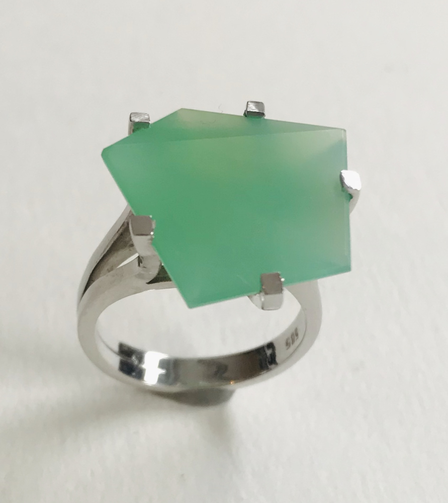 Chrysopras Damen Ring 585 WG